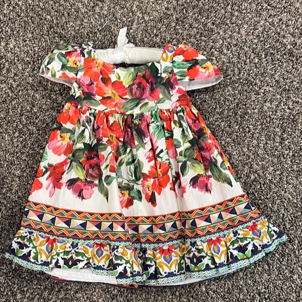 Edgehill Collection Floral Toddler Dress in White, Red, Green, Pink, Blue